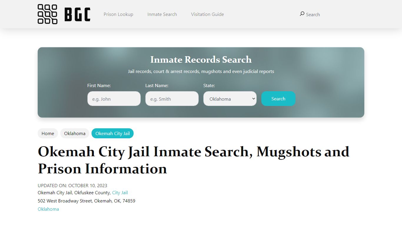 Okemah City Jail Inmate Search, Mugshots, Visitation, Phone no ...